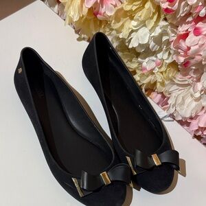 Melissa Black Flats with Bow Accent